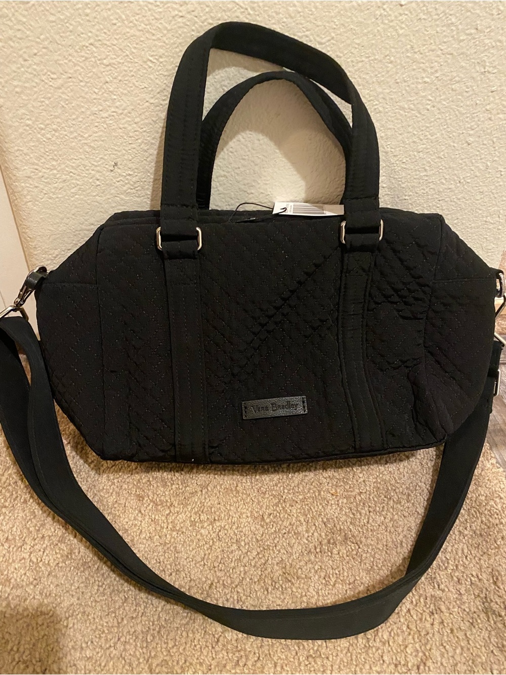 Vera Bradley Black Quilted Crossbody Satchel